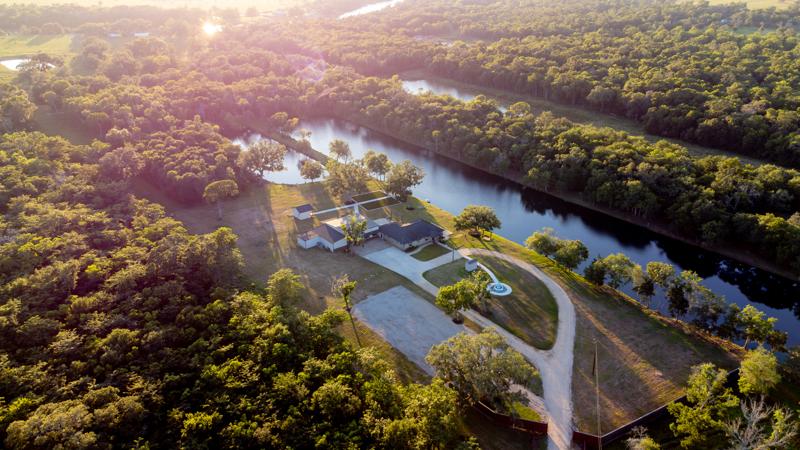Aerial view of Brazoria Lake Ranch and its lakes
